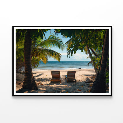 Coconut Trees and Beach Chairs Home Decor Premium Quality Poster Print Choose Your Sizes - Bella Home Decor
