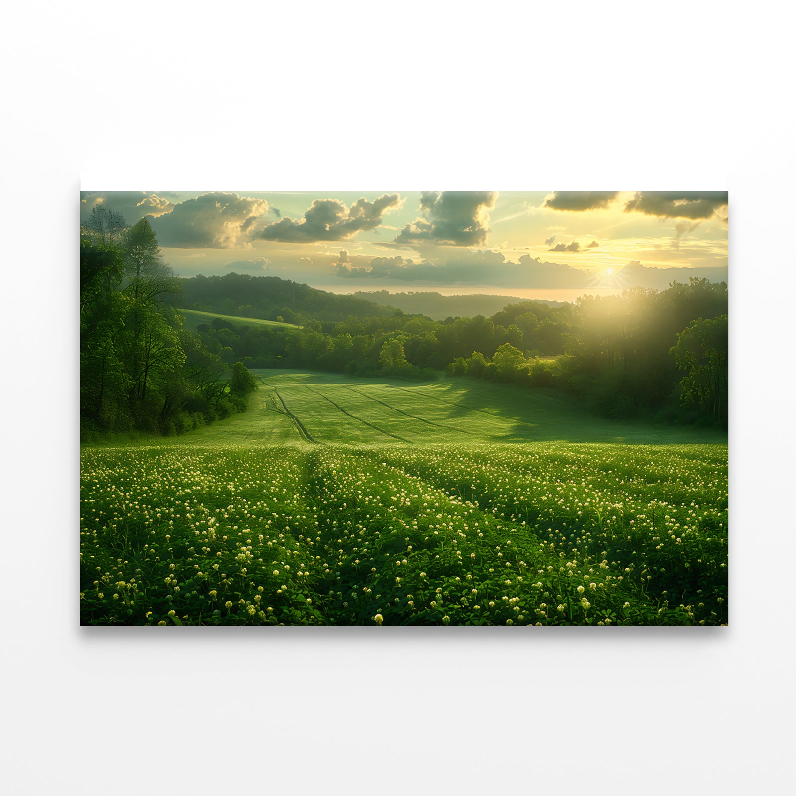 Green Field with Sun Rays Print 100% Australian Made - Bella Home Decor