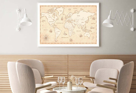 The World Map in Vintage Home Decor Premium Quality Poster Print Choose Your Sizes