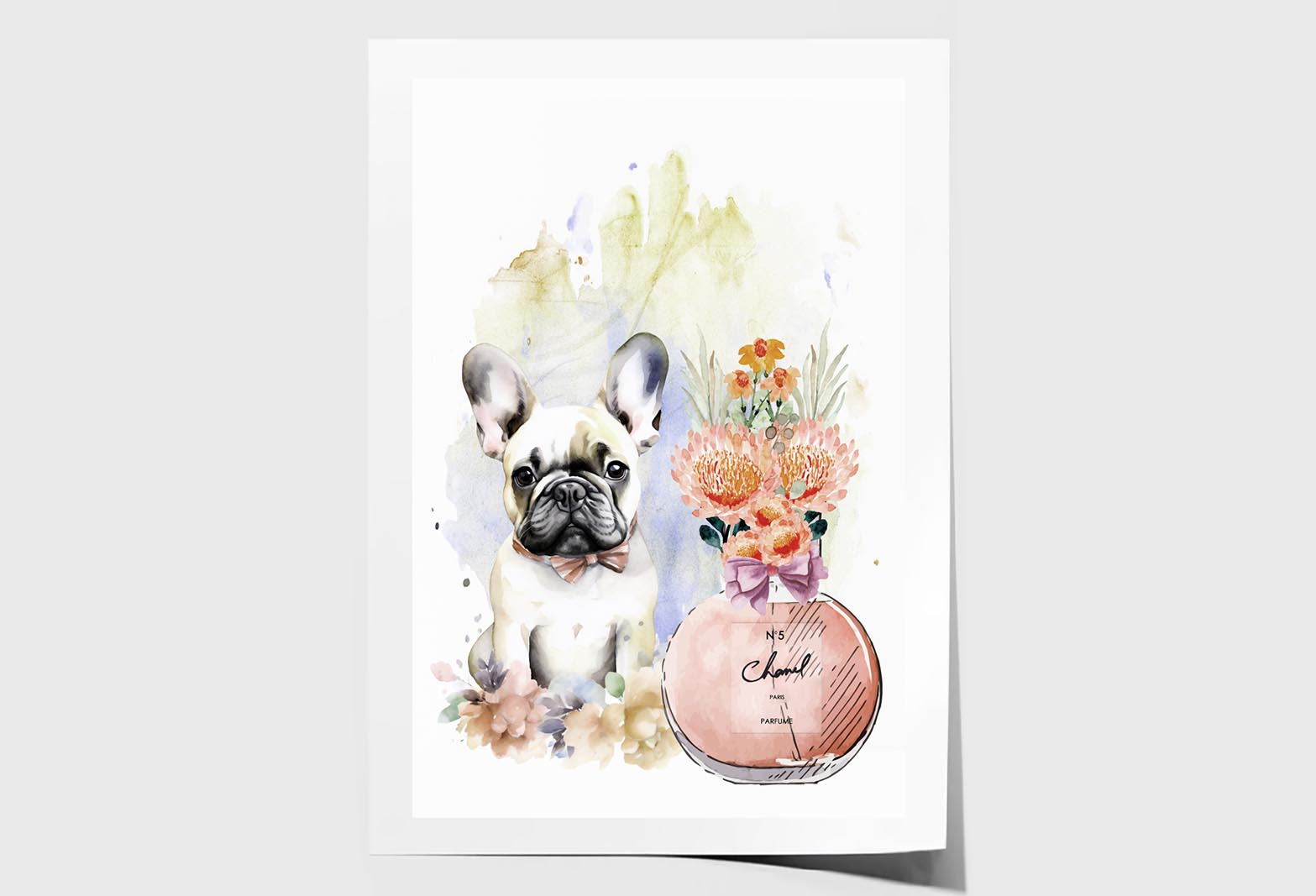 Perfume and Bulldog Wall Art Limited Edition High Quality Print Unframed Roll Canvas None