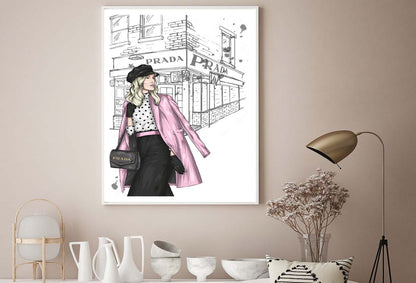 Pink Boss lady With Black Elegant Bag Design Home Decor Premium Quality Poster Print Choose Your Sizes