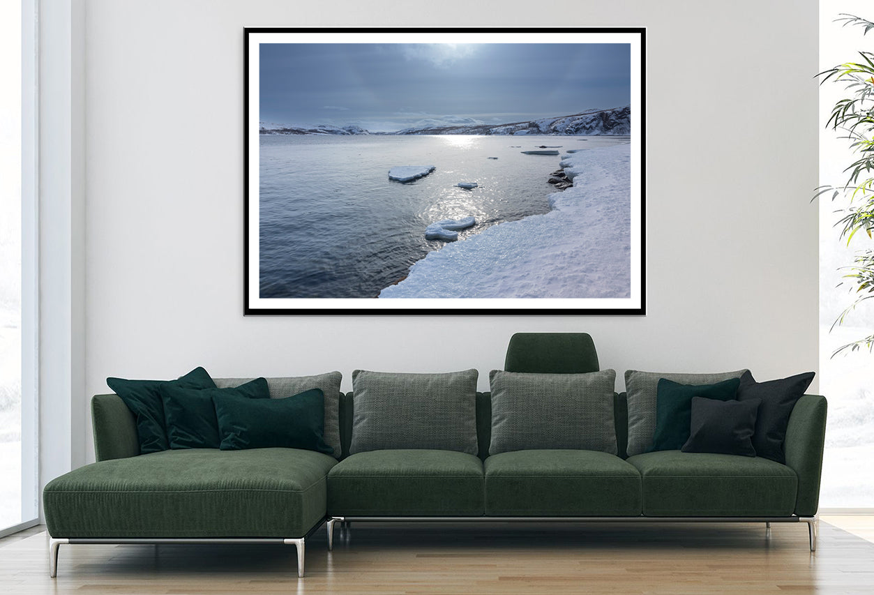 Body of Water Surrounded by Trees in winter Home Decor Premium Quality Poster Print Choose Your Sizes