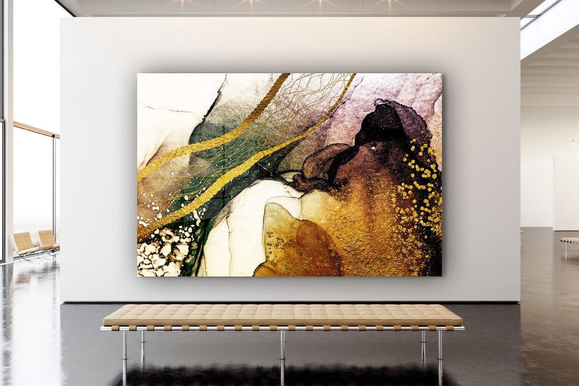 Gold Black Abstract UV Direct Aluminum Print Australian Made Quality