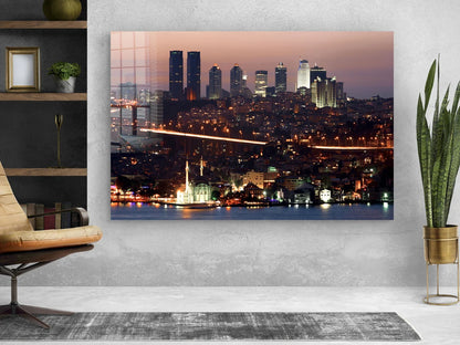 Night City Sea View UV Direct Aluminum Print Australian Made Quality