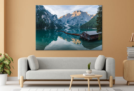 Sunrise at Braies Lake, Italy  Wall Art Decor 100% Australian Made