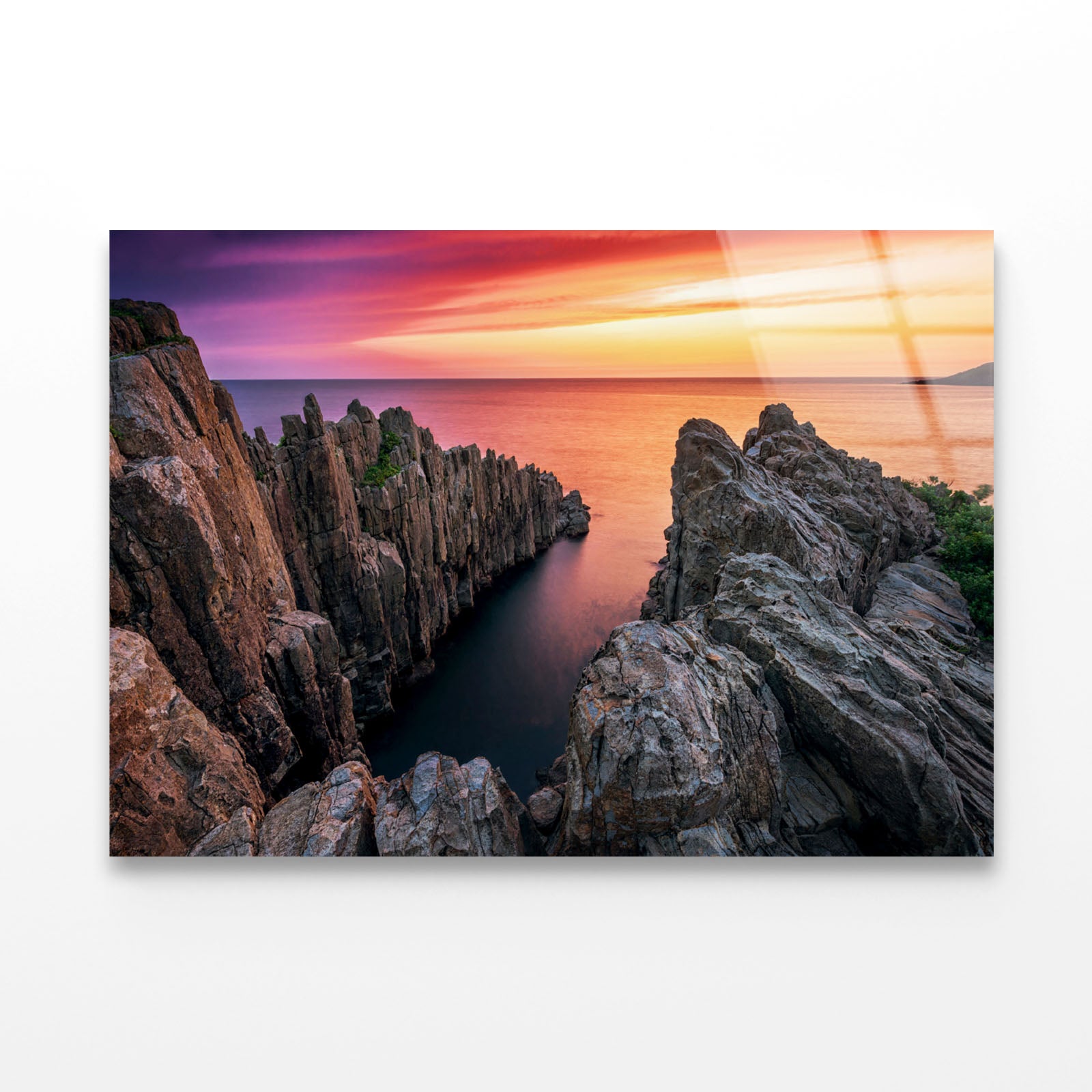 Tojinbo Cliffs at Dusk Acrylic Glass Print Tempered Glass Wall Art 100% Made in Australia Ready to Hang