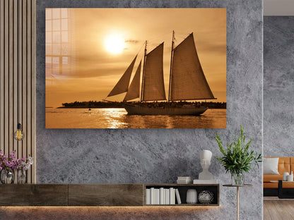 Sunset & Sailing Boat UV Direct Aluminum Print Australian Made Quality