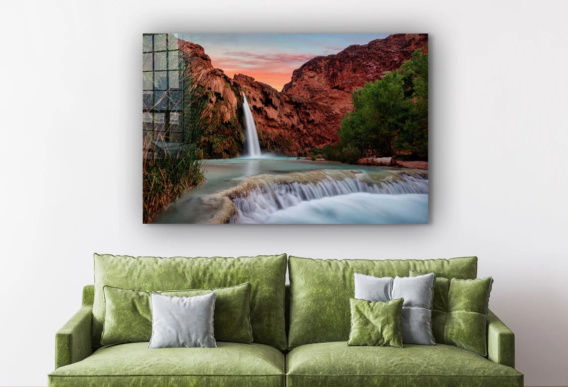 Waterfall Rocks Scenery UV Direct Aluminum Print Australian Made Quality