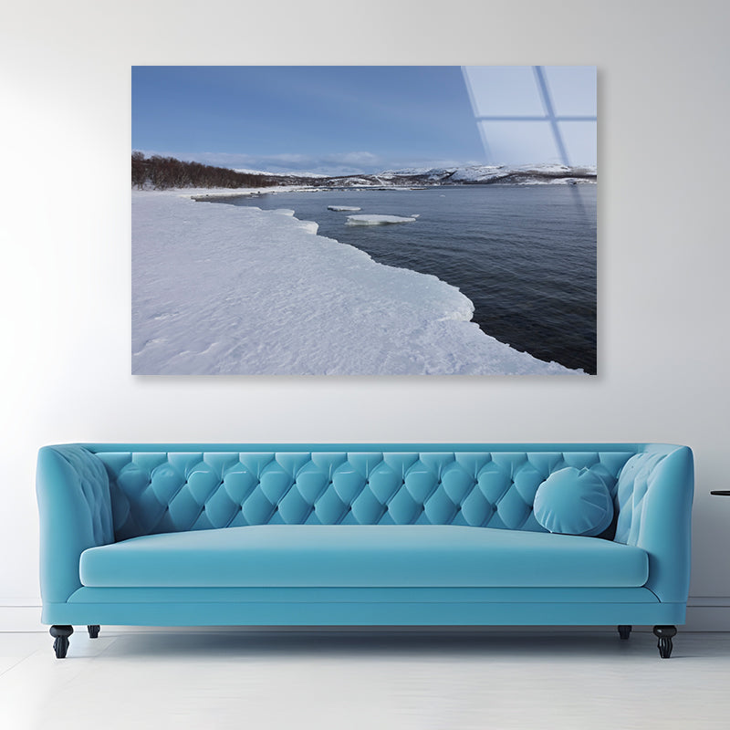 Body of Water Surrounded by Trees in winter Acrylic Glass Print Tempered Glass Wall Art 100% Made in Australia Ready to Hang