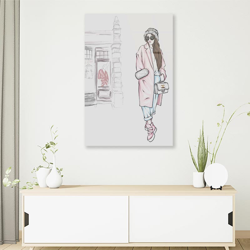 Girl and Elegant Bag 3D Design Acrylic Glass Print Tempered Glass Wall Art 100% Made in Australia Ready to Hang