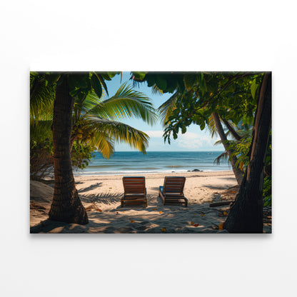 Coconut Trees and Beach Chairs Print 100% Australian Made - Bella Home Decor