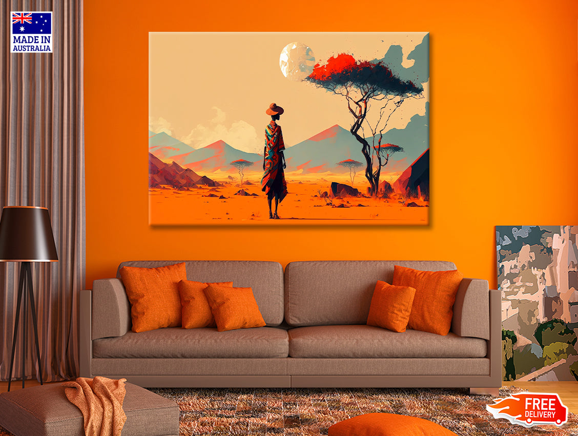 Man Walking in African Desert Print 100% Australian Made - Bella Home Decor
