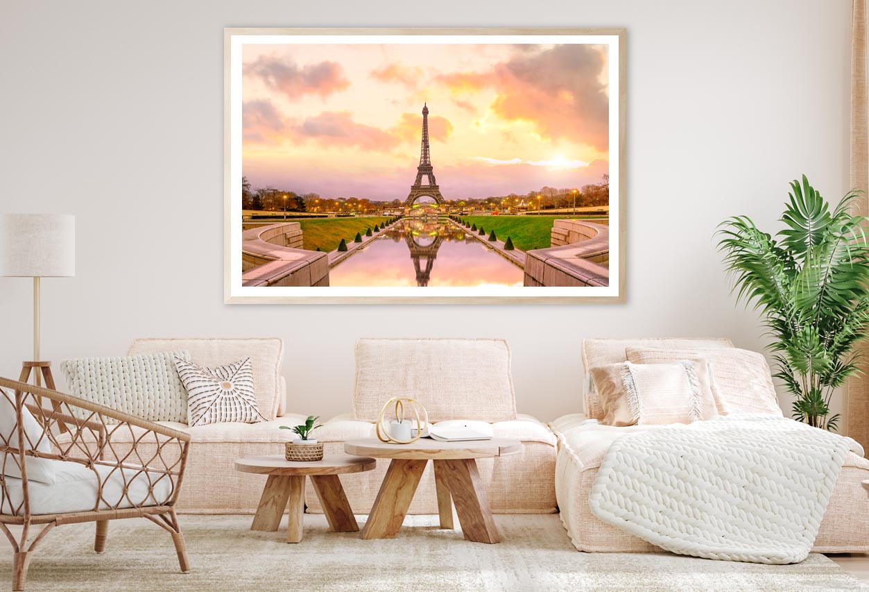 View Of the Eiffel Tower from The Reflecting Pool Home Decor Premium Quality Poster Print Choose Your Sizes