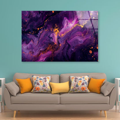 Purple Gold & Black Abstract  Acrylic Glass Print Tempered Glass Wall Art 100% Made in Australia Ready to Hang - Bella Home Decor