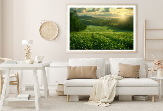 Green Field with Sun Rays Home Decor Premium Quality Poster Print Choose Your Sizes