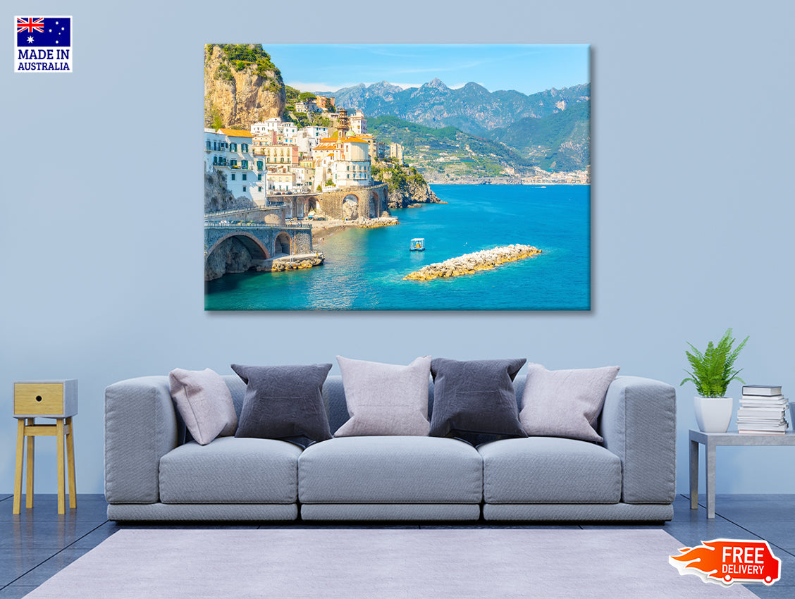 Small Rocky Island in Blue Ocean Print 100% Australian Made - Bella Home Decor