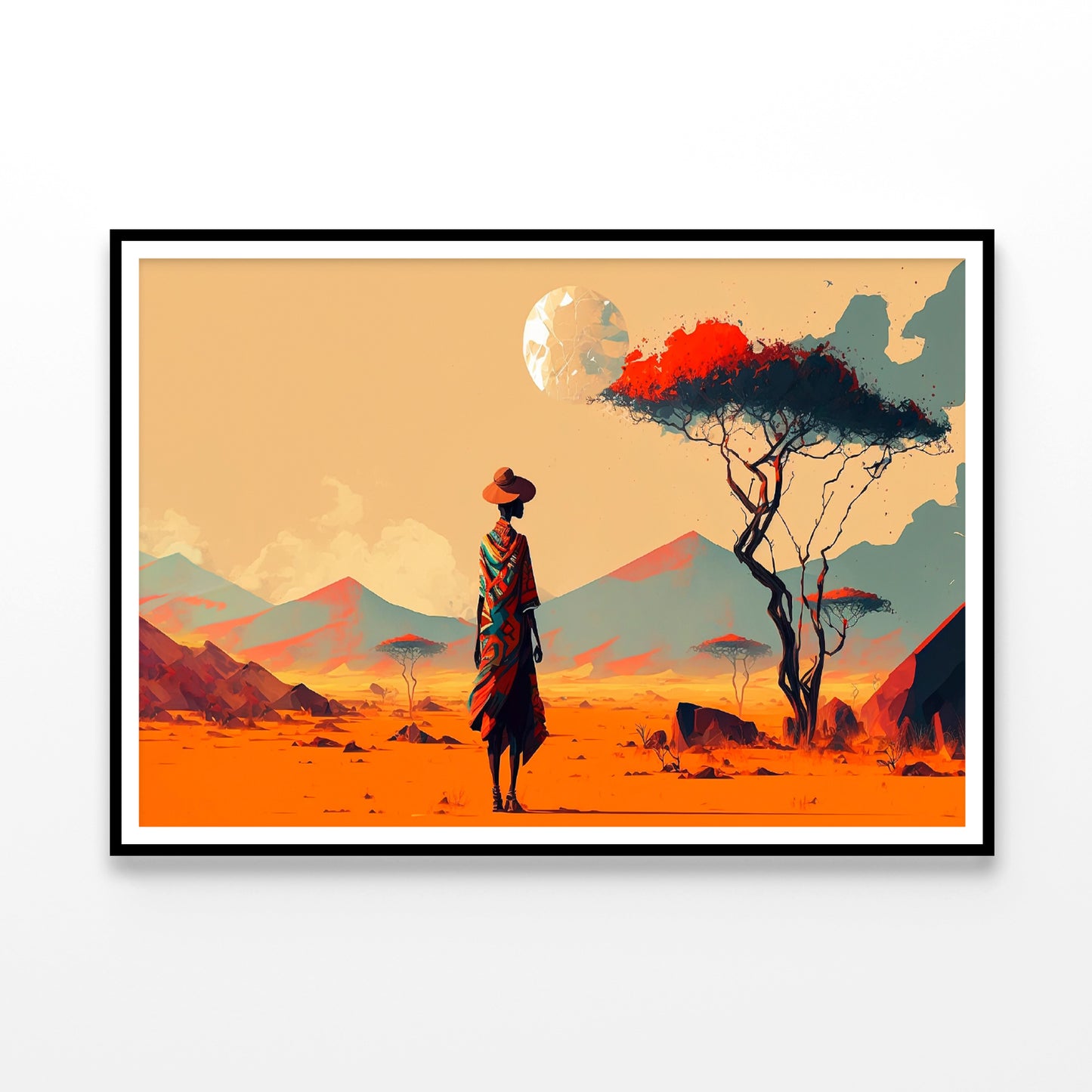 Man Walking in African Desert Home Decor Premium Quality Poster Print Choose Your Sizes