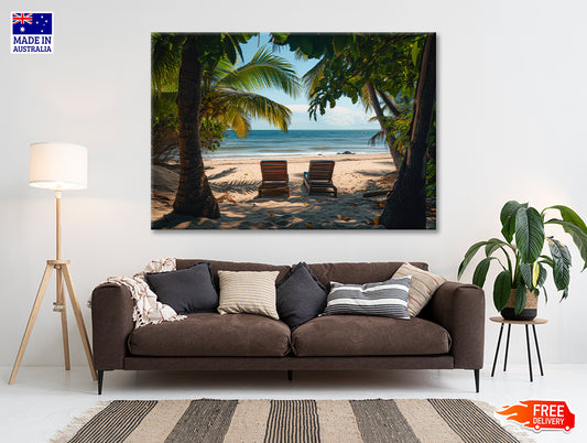 Coconut Trees and Beach Chairs Print 100% Australian Made - Bella Home Decor