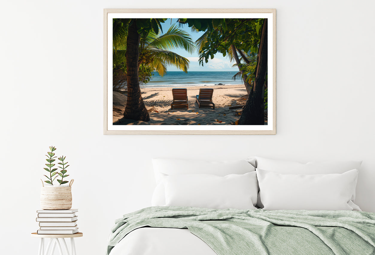 Coconut Trees and Beach Chairs Home Decor Premium Quality Poster Print Choose Your Sizes - Bella Home Decor