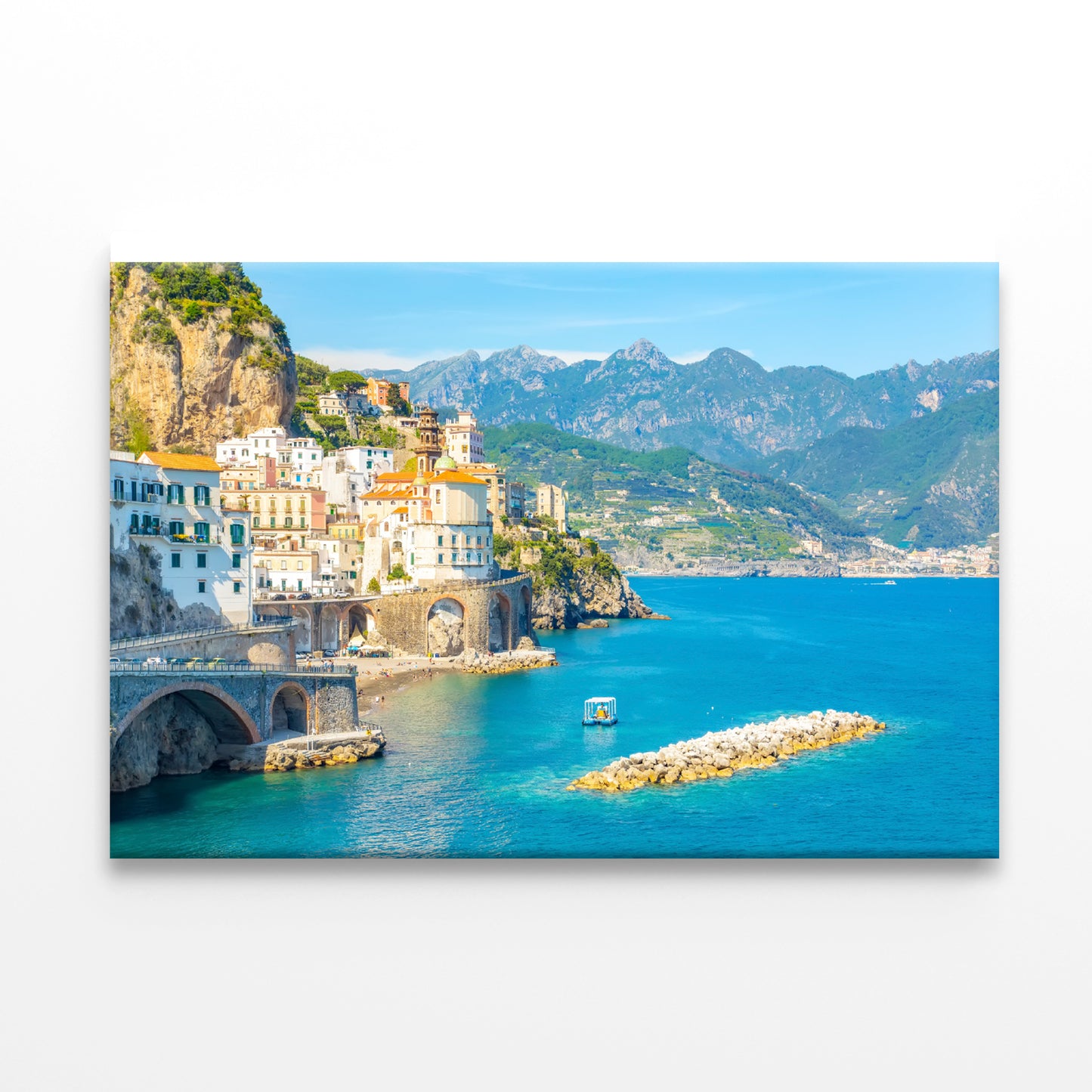 Small Rocky Island in Blue Ocean Print 100% Australian Made - Bella Home Decor