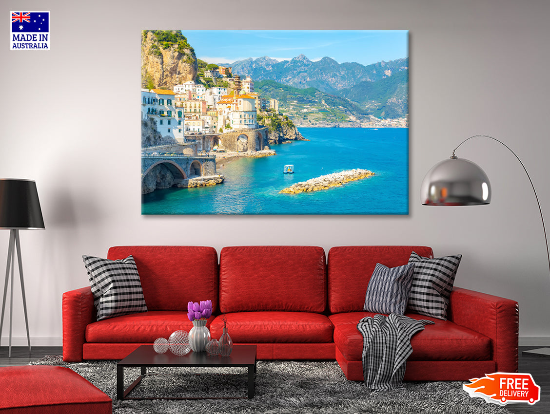 Small Rocky Island in Blue Ocean Print 100% Australian Made - Bella Home Decor