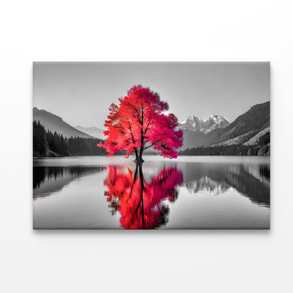 Tree In the Middle of a Lake Acrylic Glass Print Tempered Glass Wall Art 100% Made in Australia Ready to Hang