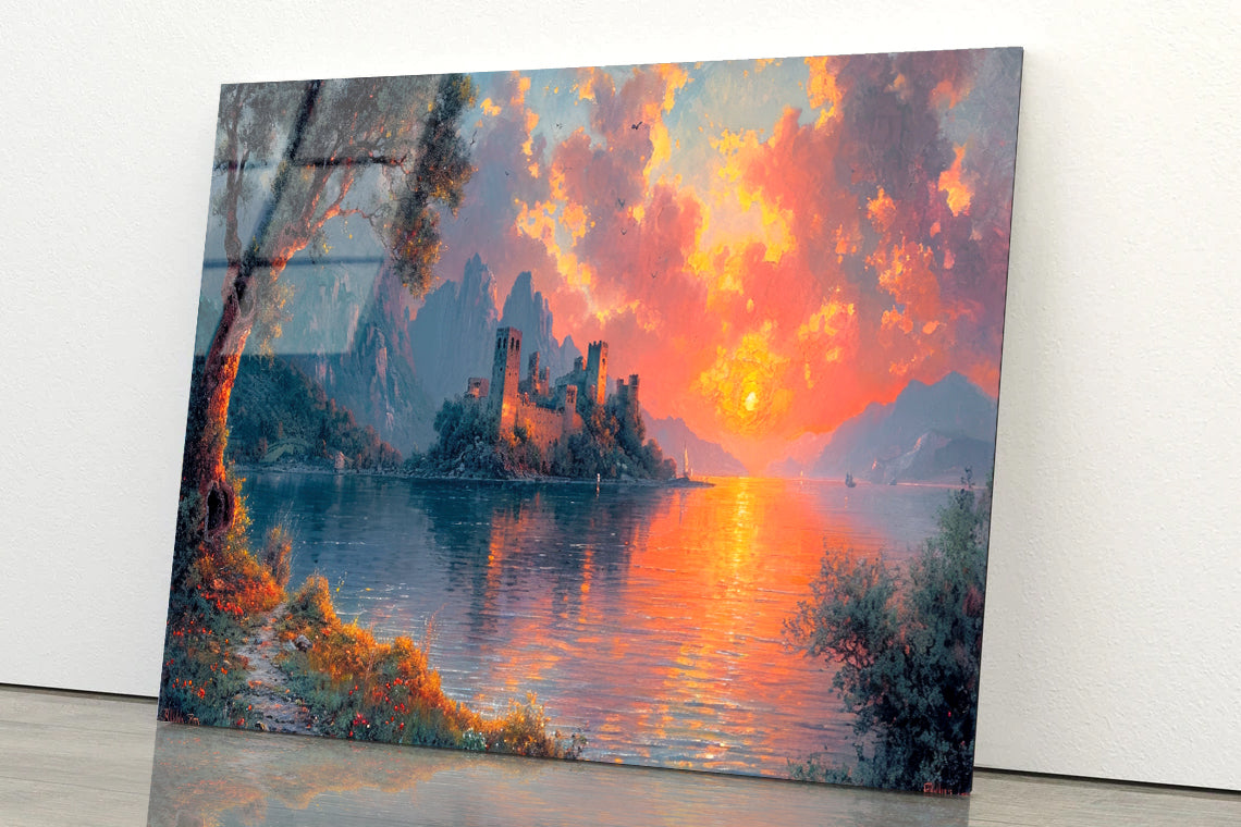 Fortress on an Island with Sky Acrylic Glass Print Tempered Glass Wall Art 100% Made in Australia Ready to Hang - Bella Home Decor