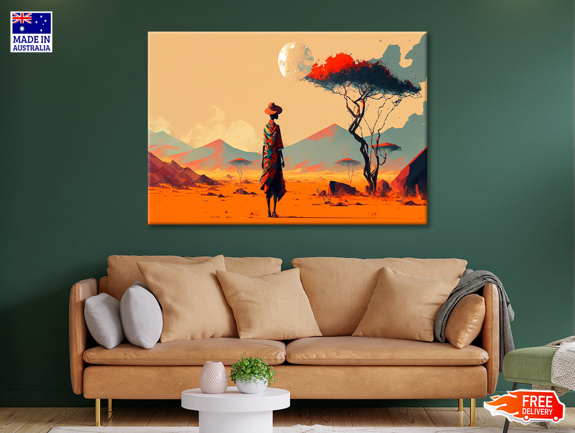 Man Walking in African Desert Print 100% Australian Made - Bella Home Decor