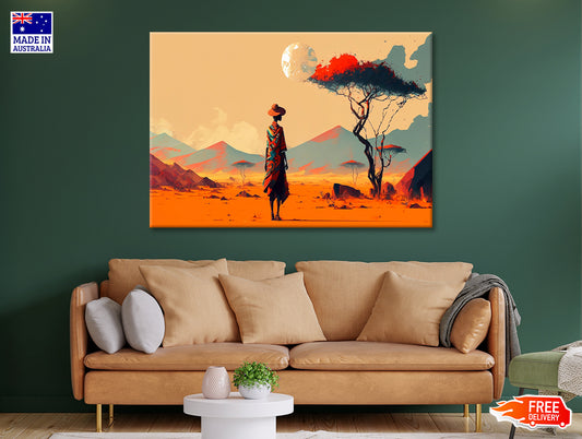 Man Walking in African Desert Print 100% Australian Made - Bella Home Decor