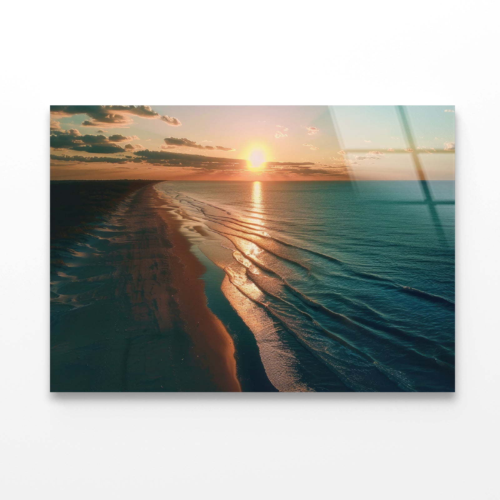 Beach at Sunset, Sky Acrylic Glass Print Tempered Glass Wall Art 100% Made in Australia Ready to Hang - Bella Home Decor