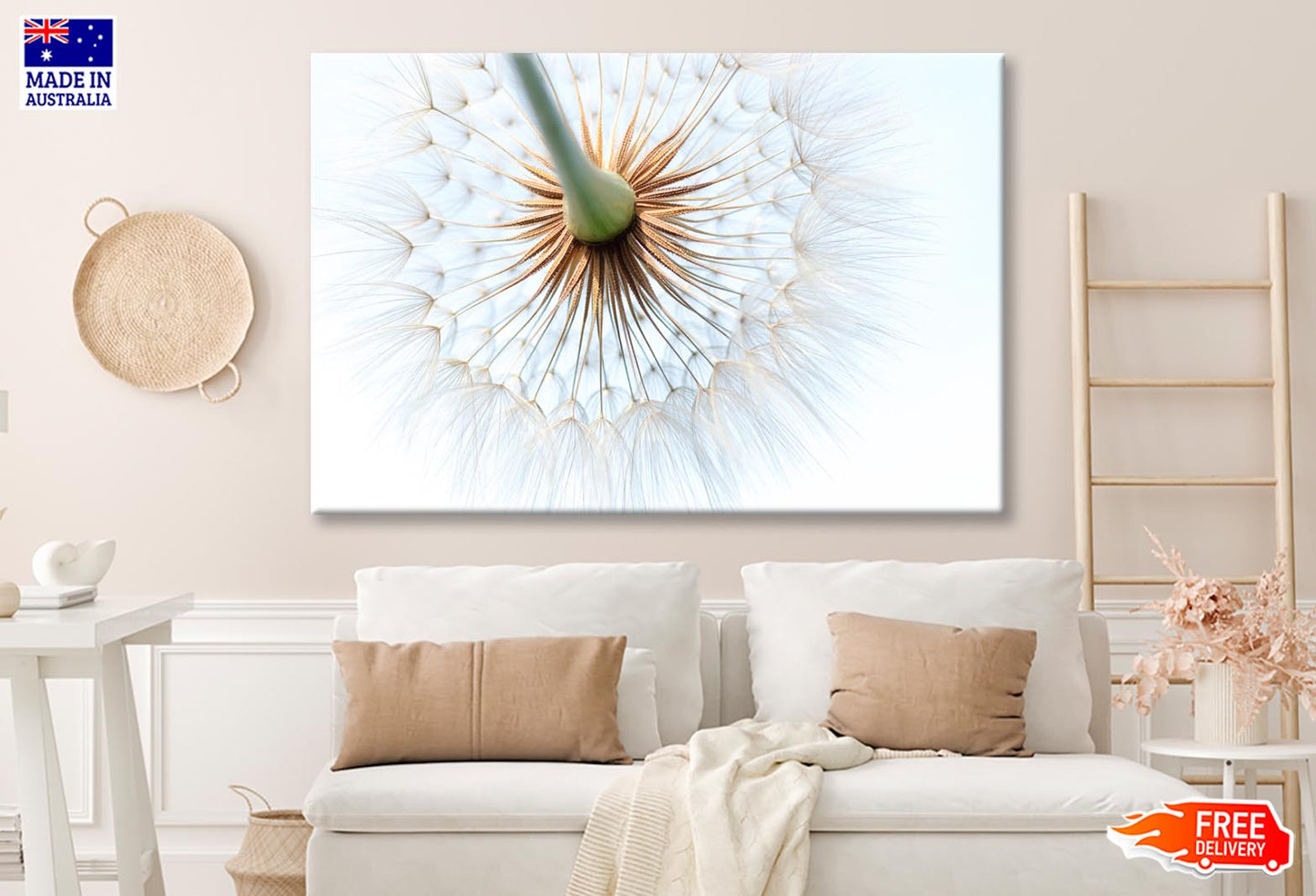 Dandelion With Seeds Blowing in The Wind Wall Art Decor 100% Australian Made