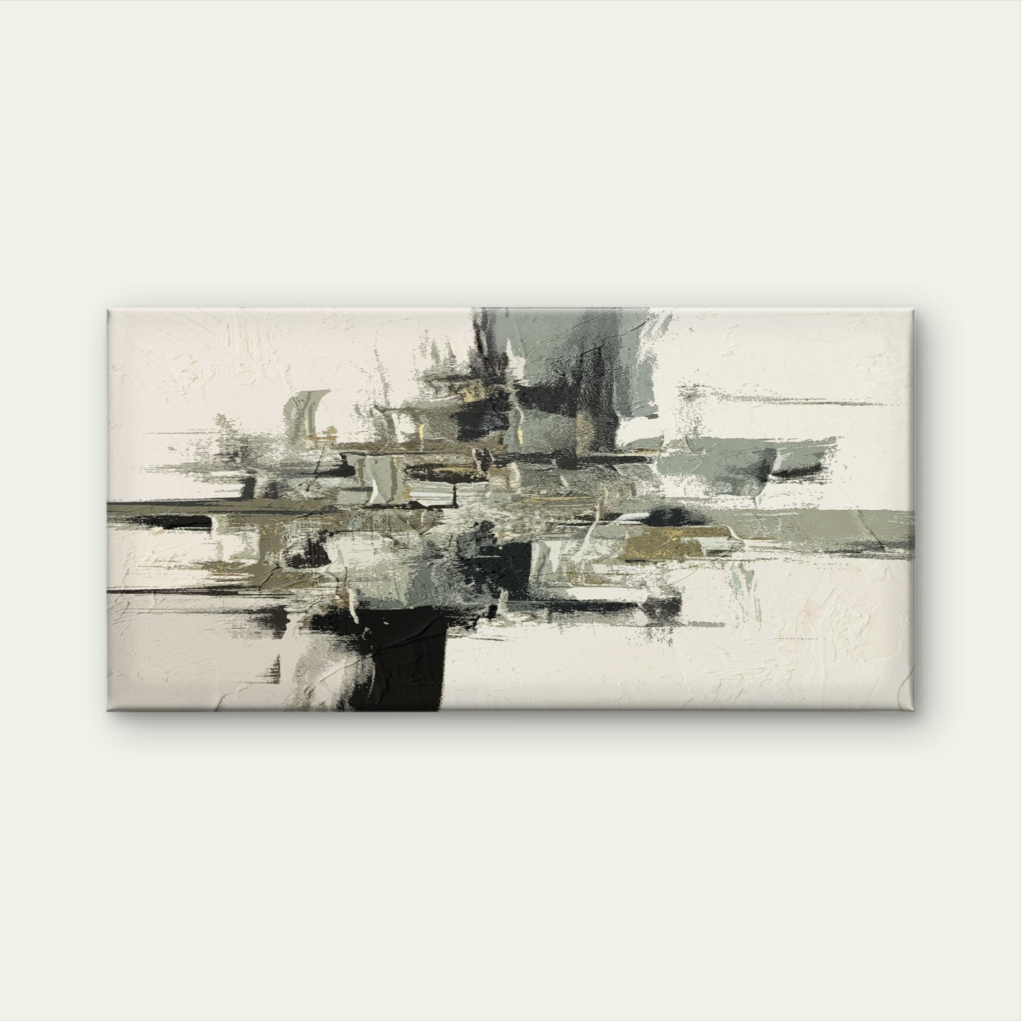 Grey Abstract Oil Painting Wall Art Canvas Office Home Room Framed 120x60cm - Bella Home Decor
