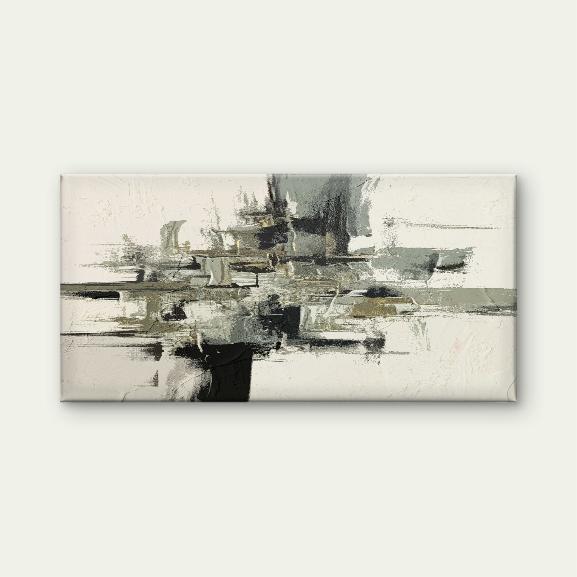 Grey Abstract Oil Painting Wall Art Canvas Office Home Room Framed 120x60cm - Bella Home Decor