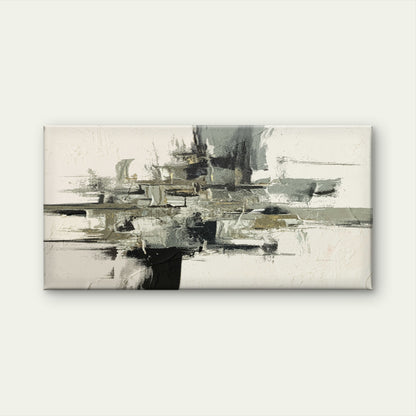 Grey Abstract Oil Painting Wall Art Canvas Office Home Room Framed 120x60cm - Bella Home Decor