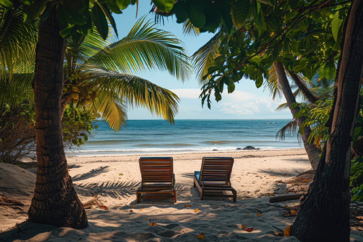 Coconut Trees and Beach Chairs Print 100% Australian Made - Bella Home Decor