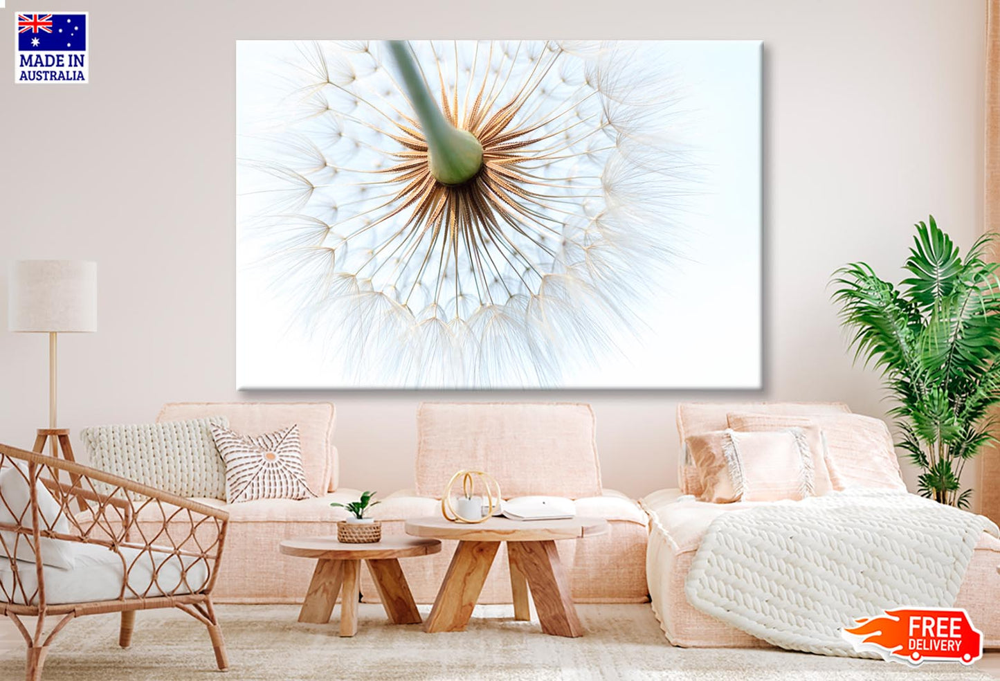 Dandelion With Seeds Blowing in The Wind Wall Art Decor 100% Australian Made