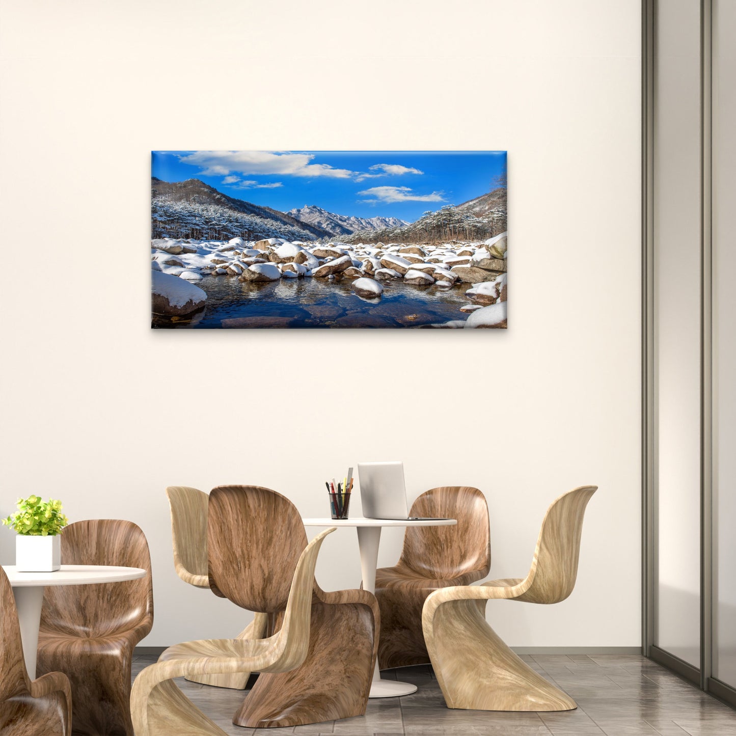 Seoraksan Mountains Covered Snow South Korea Wall Art Canvas Office Home Room Framed 120x60cm