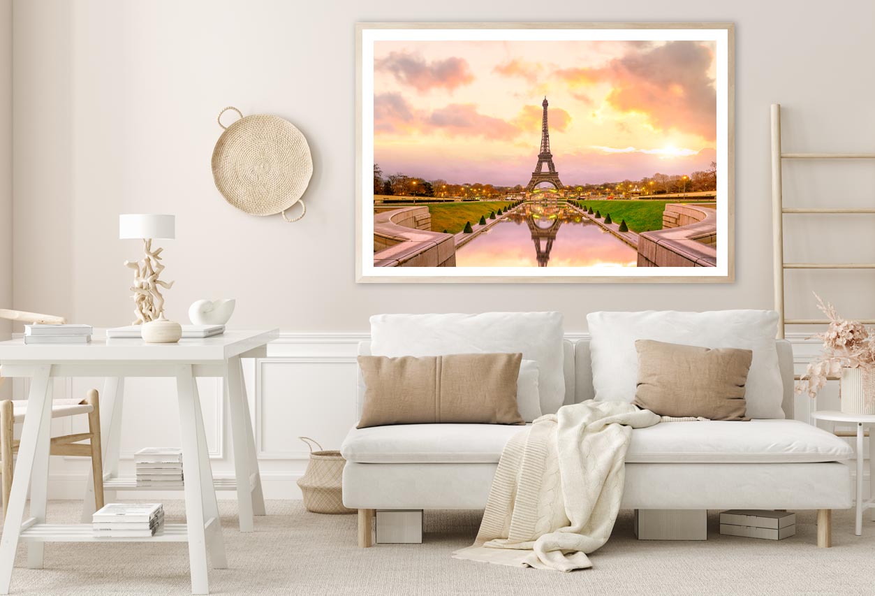 View Of the Eiffel Tower from The Reflecting Pool Home Decor Premium Quality Poster Print Choose Your Sizes