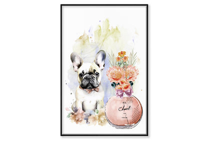 Perfume and Bulldog Wall Art Limited Edition High Quality Print Canvas Box Framed Black