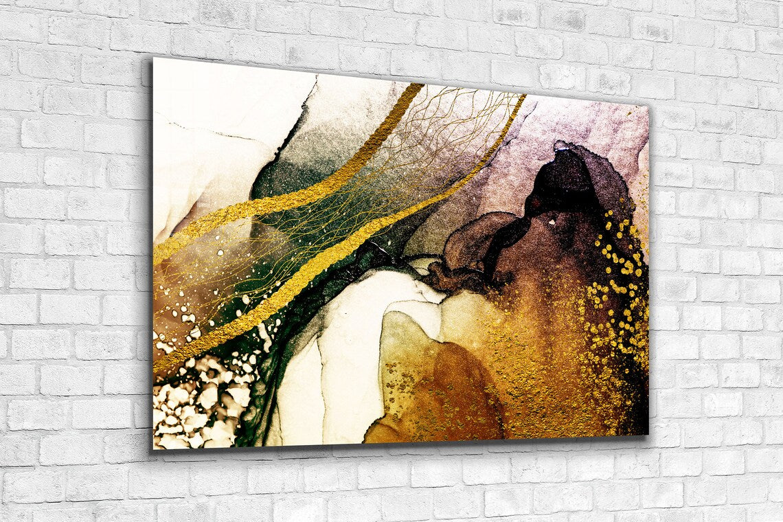 Gold Black Abstract UV Direct Aluminum Print Australian Made Quality