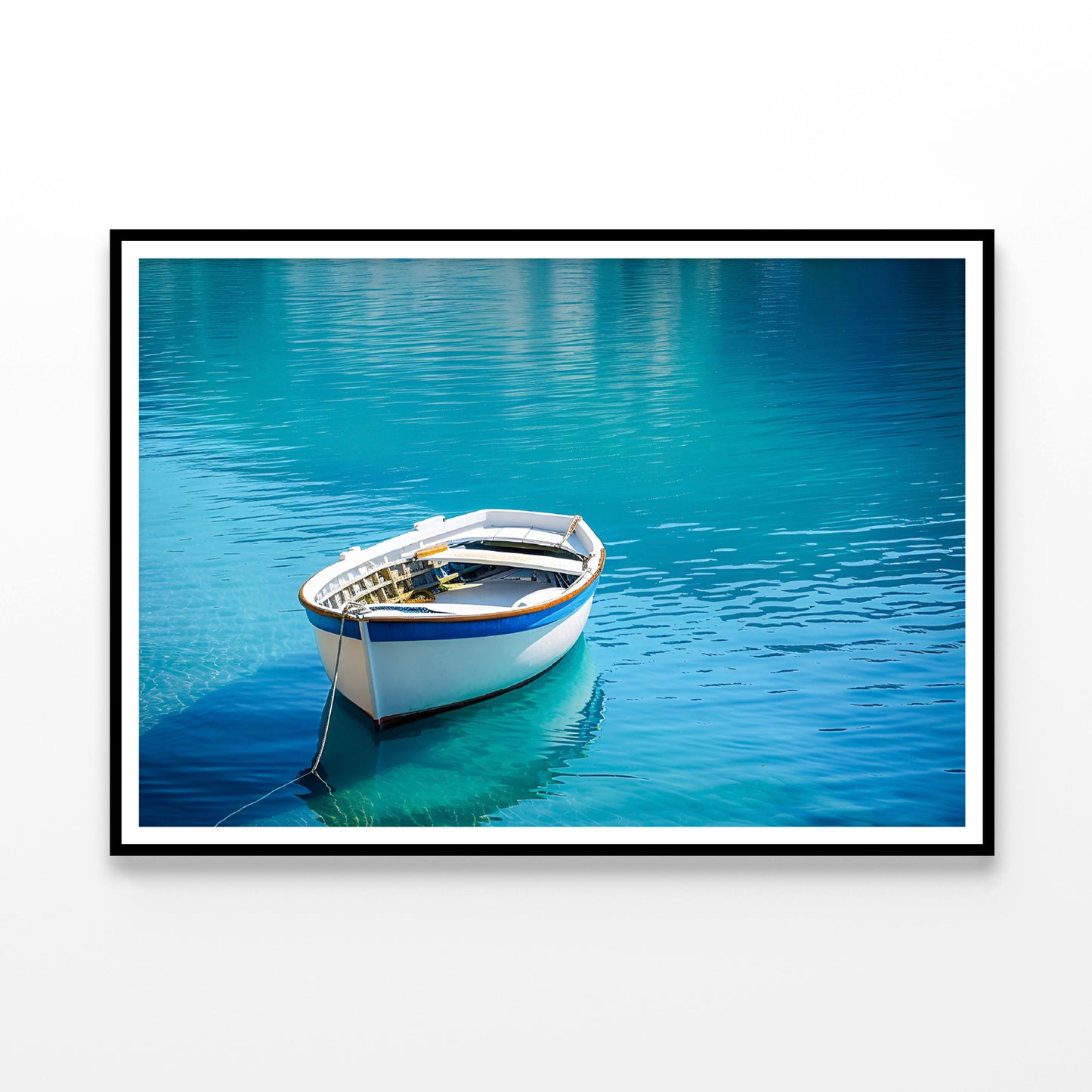 Small White Fishing Boat Floating Alone Home Decor Premium Quality Poster Print Choose Your Sizes - Bella Home Decor