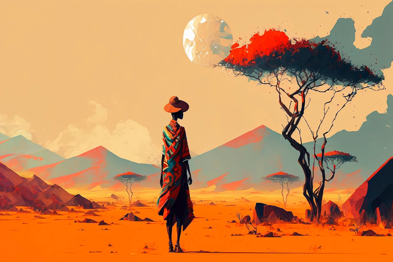 Man Walking in African Desert Print 100% Australian Made - Bella Home Decor