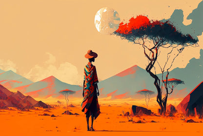 Man Walking in African Desert Print 100% Australian Made - Bella Home Decor