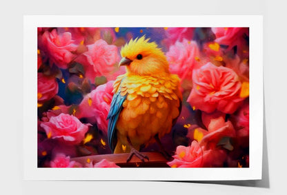 Cute Bird & Flowers Abstract Wall Art Limited Edition High Quality Print