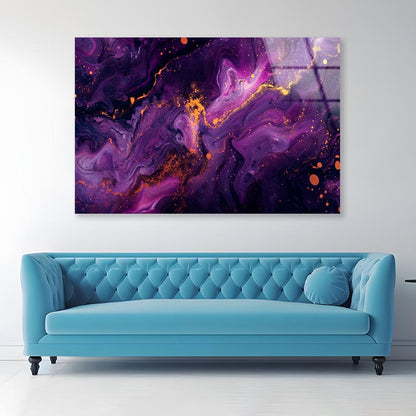 Purple Gold & Black Abstract  Acrylic Glass Print Tempered Glass Wall Art 100% Made in Australia Ready to Hang - Bella Home Decor