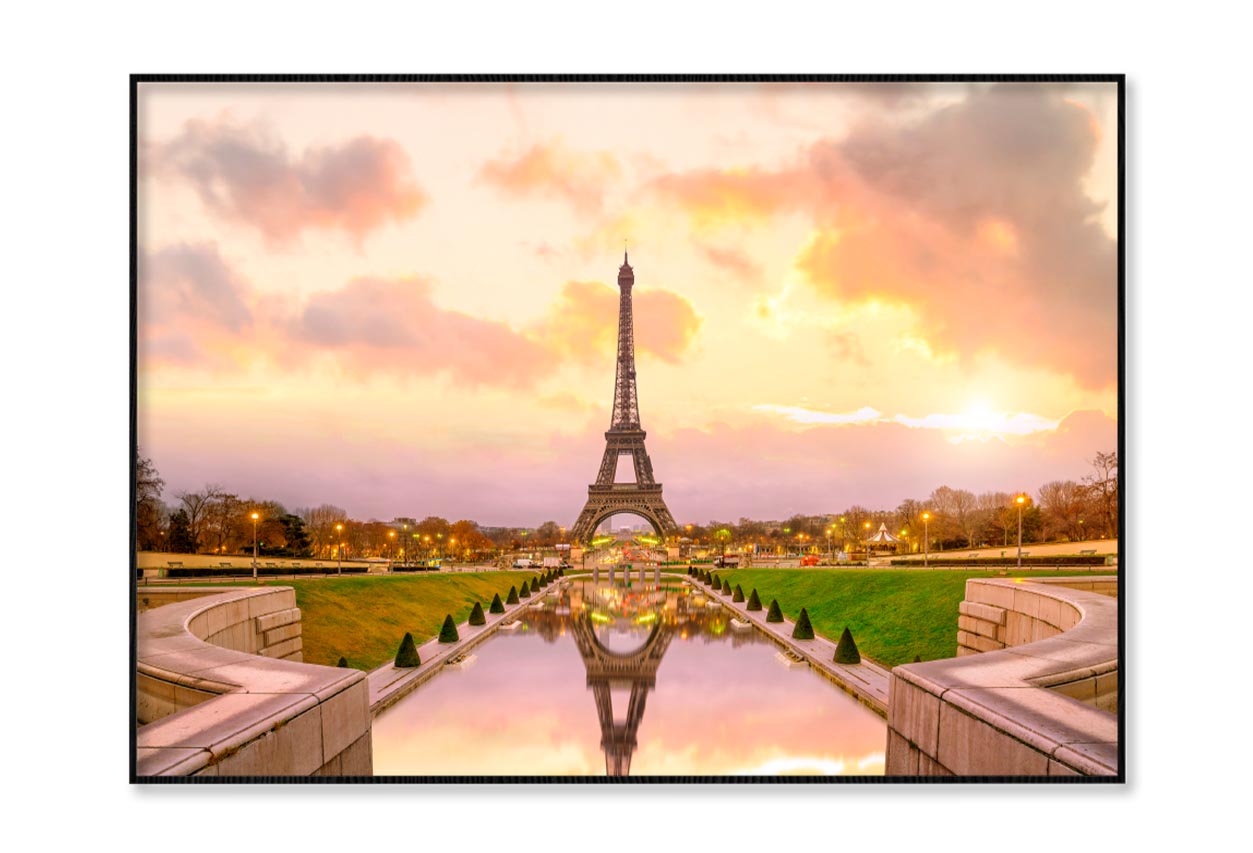 View Of the Eiffel Tower from The Reflecting Pool Home Decor Premium Quality Poster Print Choose Your Sizes