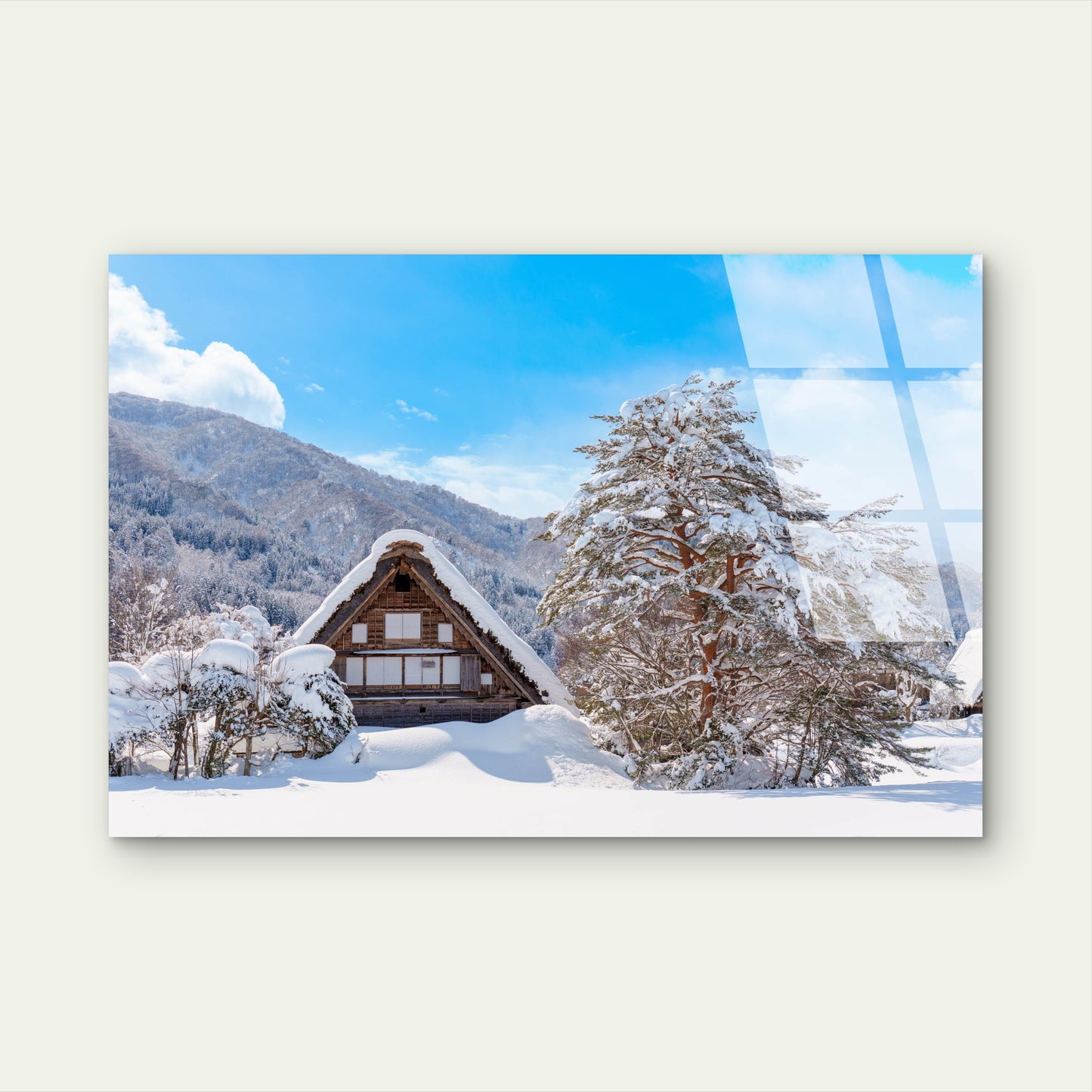Shirakawa-go Japan Winter Snow Cabin  Acrylic Glass Printing Wall Art Australian Made Quality