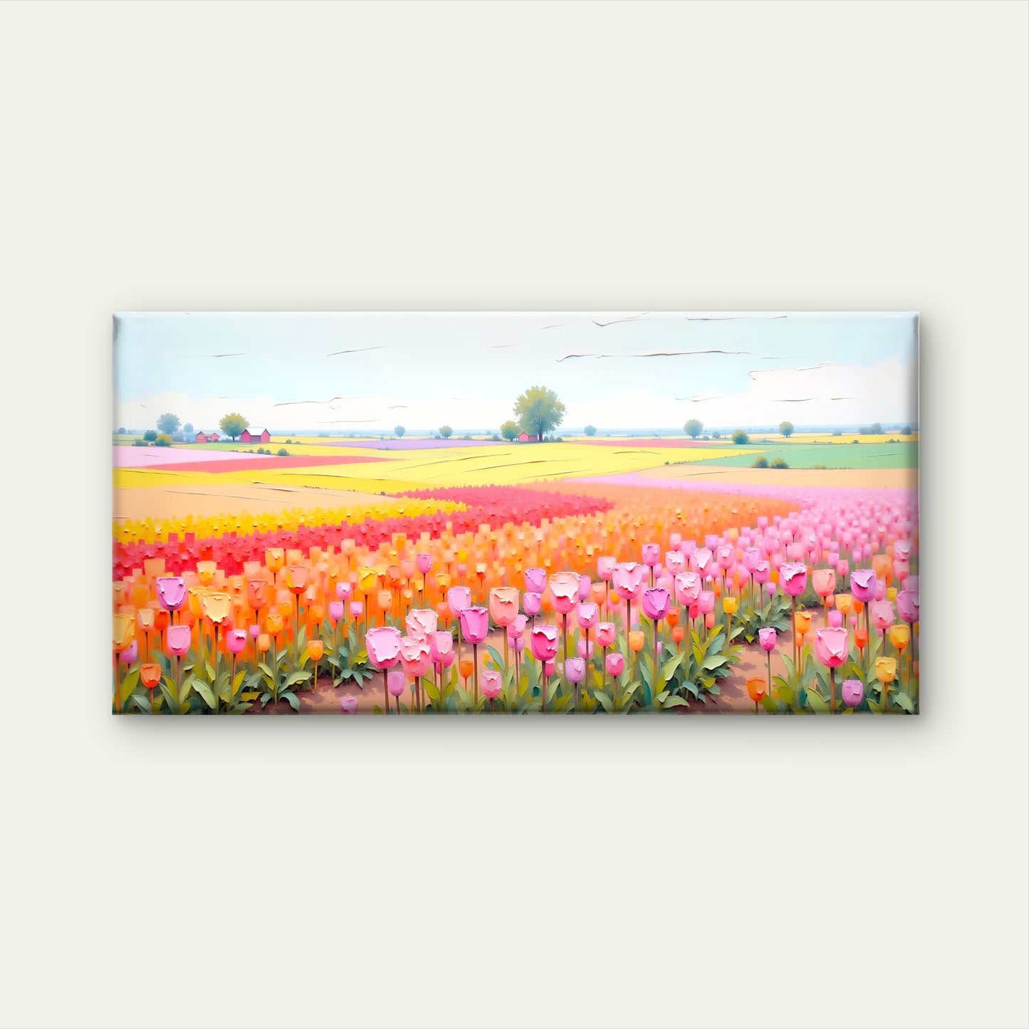 Tulip Fields Lisse, Netherlands Wall Art Canvas Office Home Room Framed 120x60cm