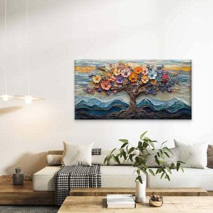 Vibrant Tree of Life Wall Art Canvas Office Home Room Framed 120x60cm - Bella Home Decor