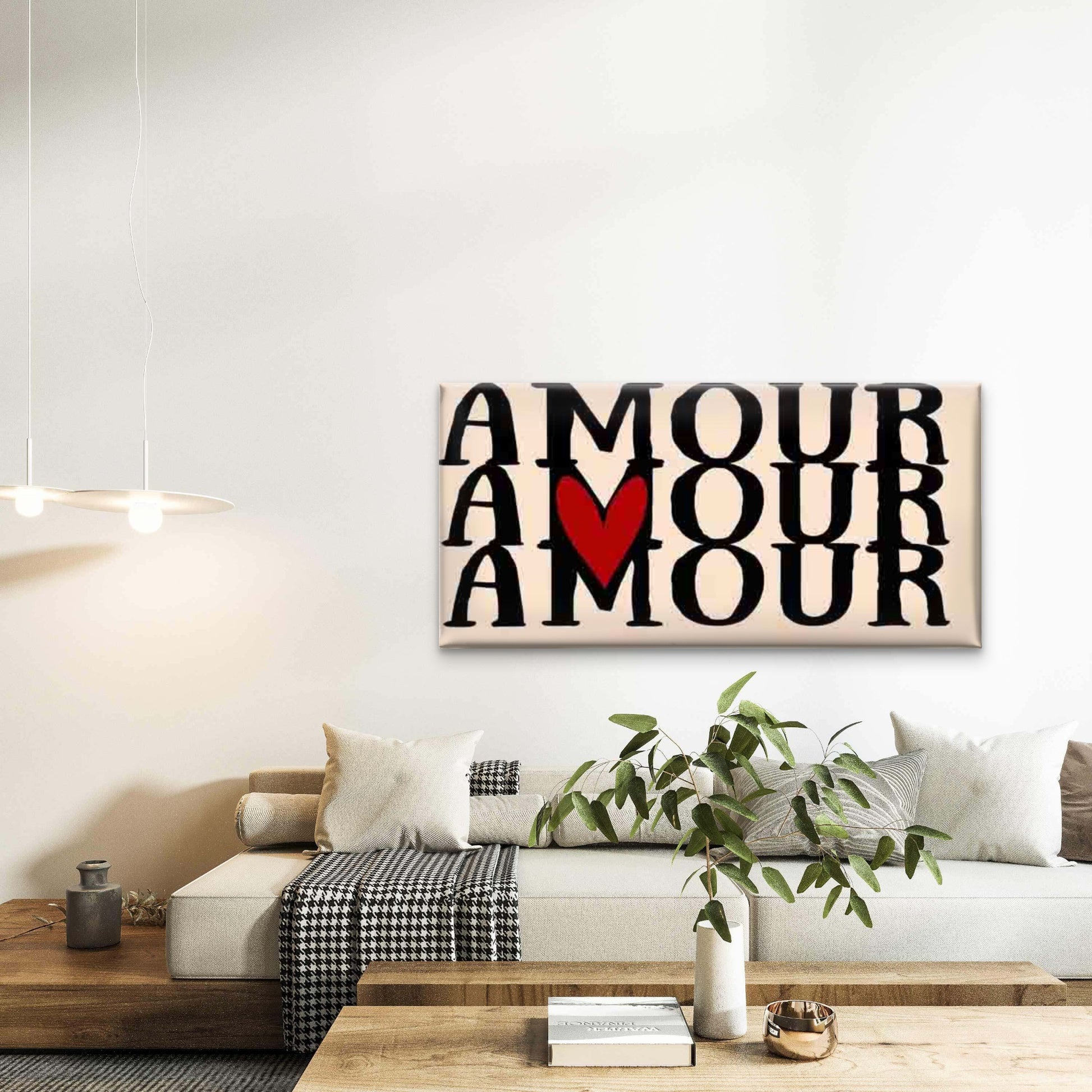 Love Heart Typography Design Wall Art Canvas Office Home Room Framed 120x60cm - Bella Home Decor